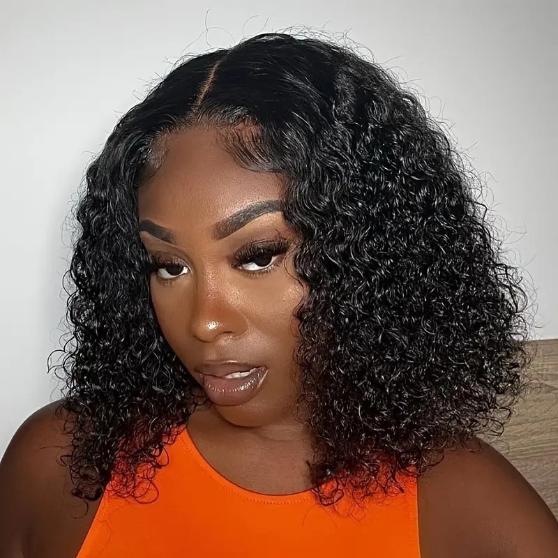 Amazon transfronterizo nuevo negro africano pequeño cabello rizado de moda frente a la pelucca de encaje toque de pelo de comercio exterior europeo y americano pelucca