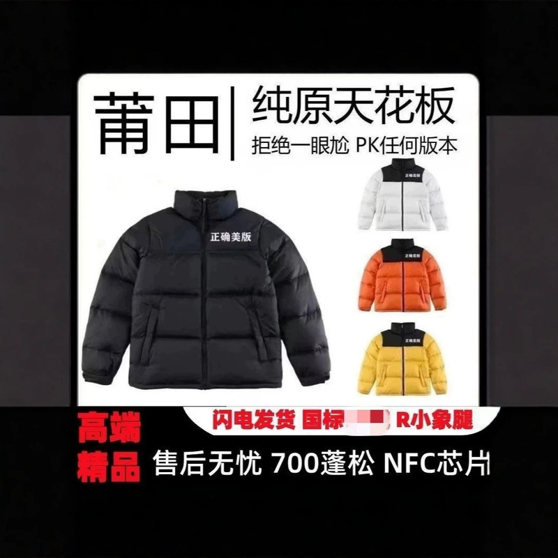 Cross-Border Putian Pure Original American Version Classic 1996 North Face down Jacket Embroidered Unisex Stand Collar Versatile Jacket Cross-Border Putian Pure Original American Version Classic 1996 North Face down Jacket Embroidered Unisex Stand Collar Versatile Jacket