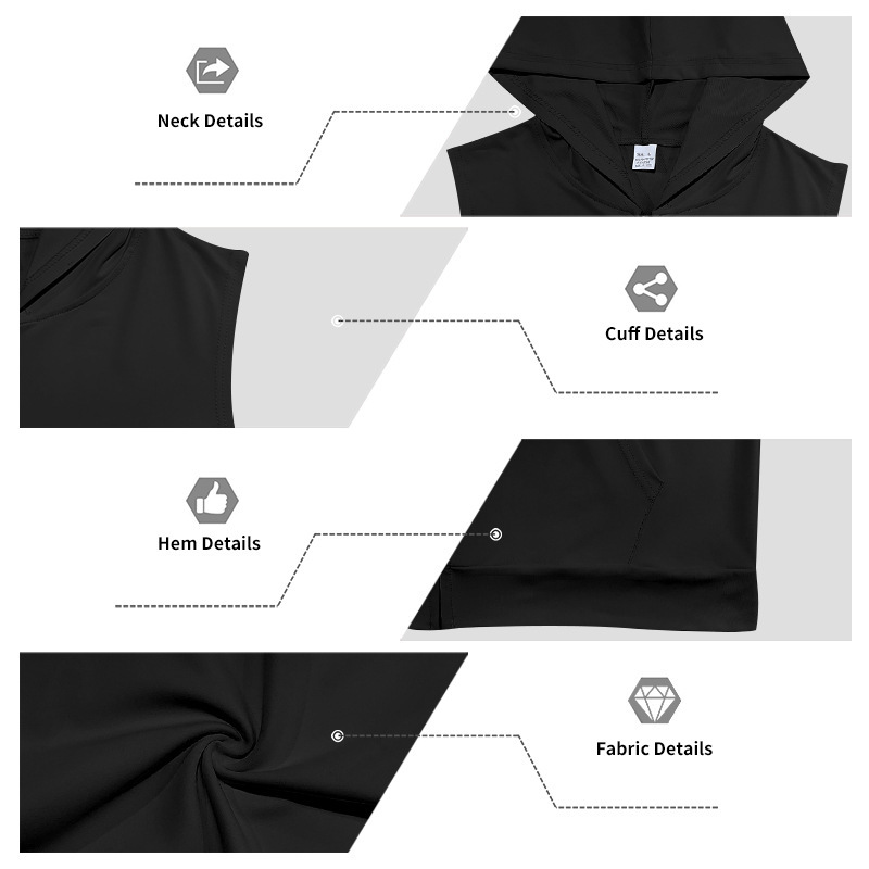 Men's Zip-Front Sleeveless Hoodie And Shorts Set Lightweight Athletic Gym Wear for Summer Workouts And Casual Street Style_viptrois.com