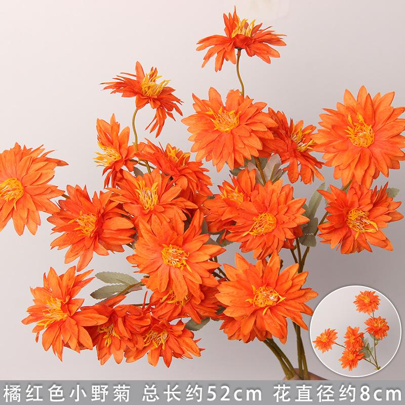 Flores de imitación naranja peonía naranja hortenida neblina orquídea flor flor de boda seda naranja