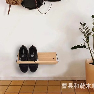玄关木质鞋子收纳架现代简约木制鞋架墙面壁挂式实木拖鞋置物架-阿里巴巴