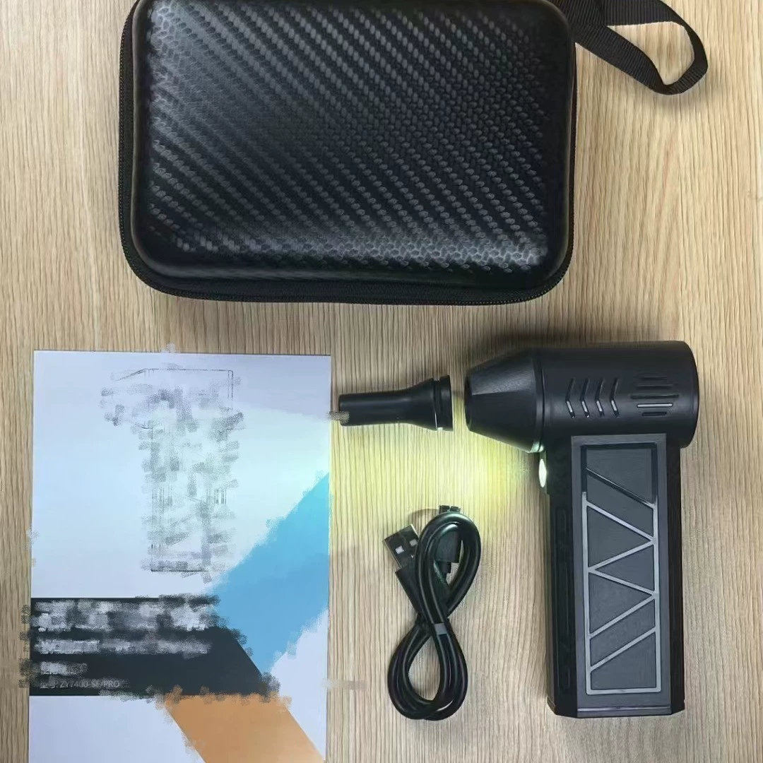 Миниатюрный портативный беспроводной перезаряжаемый вентилятор-турбина с высокой скоростью вращения для кемпинга на открытом воздухе, с LED-подсветкой и функцией защиты от ураганов