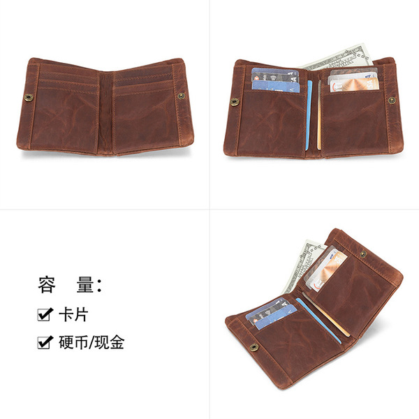 retro short leather wallet