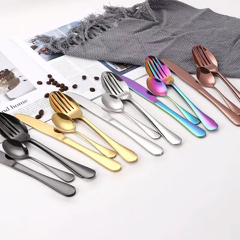 Stainless Steel Cutlery Steak Knife, Fork and Spoon Three-Piece Set 1010 Series Western-Style Tableware Set for Home Use Steak Eating Utensils
