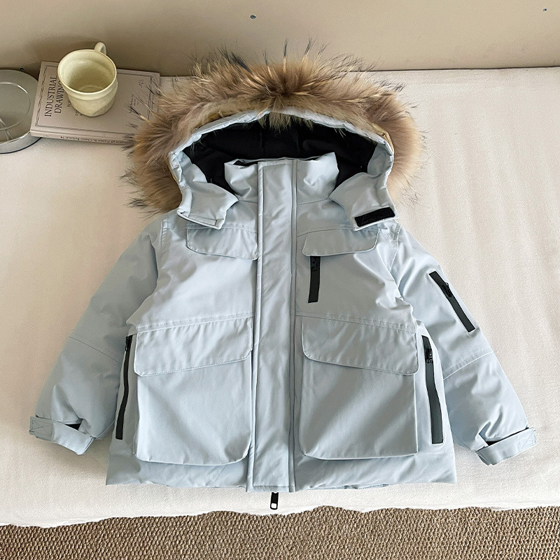 Wind Valley 2025 invierno nueva ropa infantil para niños estilo coreano cuello con capuchón ropa de algodón para niños y niñas abrigo parquet