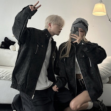 2025秋装情侣装外套立领散口袖潮流设计中性百搭PU皮夹克