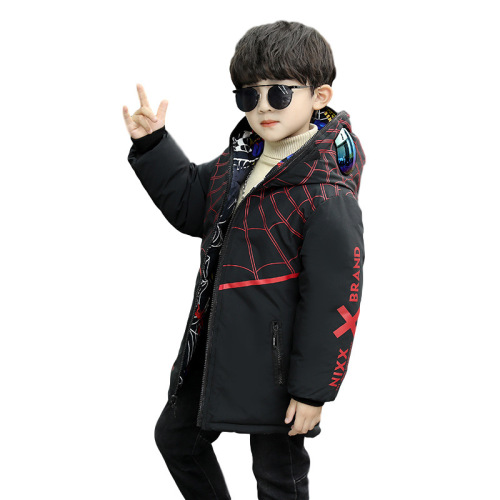 Children's cartoon-style winter coat  new children's eyeglass cotton puffer jacket for boys, stylish two-way wearing cotton jacket