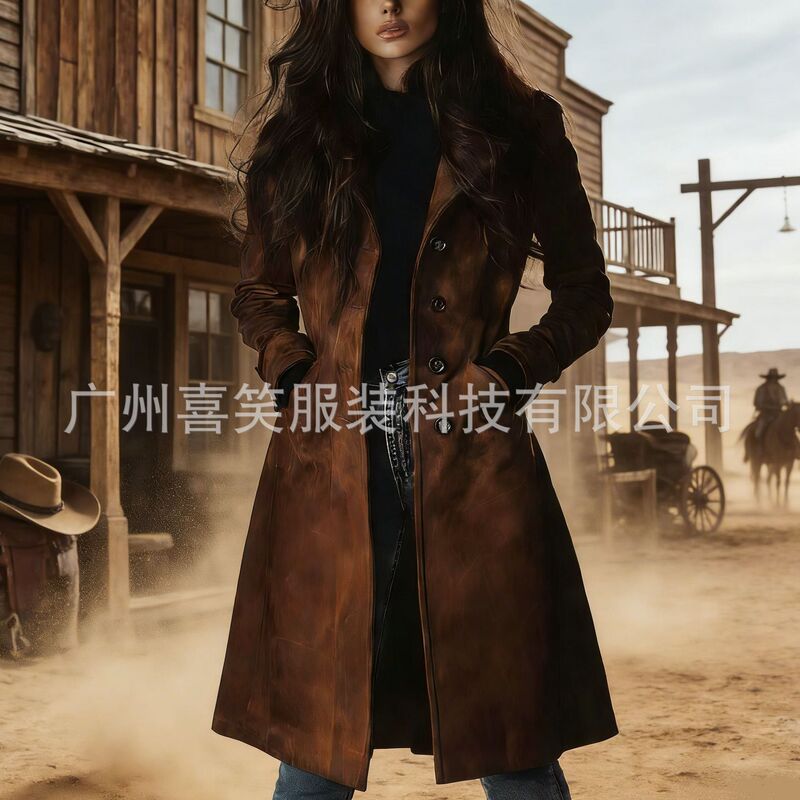 2026 Cross-Border European and American Style Comfortable Casual Eye-Catching Suede Jacket for Women, Waist-Cinching Western-Style Coat for Women 2026 Cross-Border European and American Style Comfortable Casual Eye-Catching Suede Jacket for Women, Waist-Cinching Western-Style Coat for Women