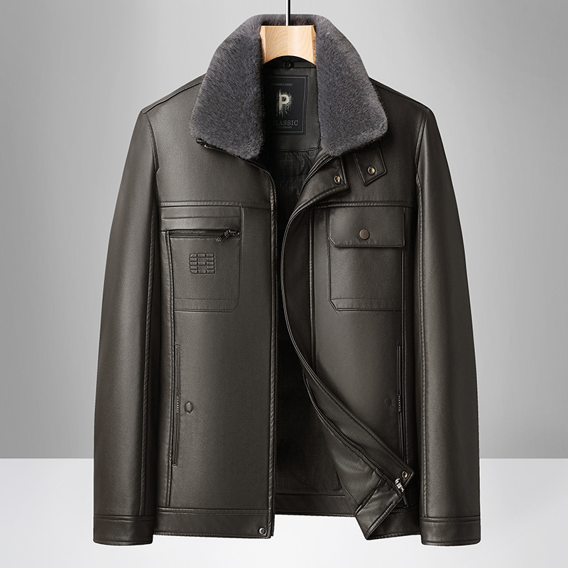 60513 Middle-Aged Men's Leather Jacket down Jacket Men's Lapel Removable Fur Collar White Duck down Leather Jacket P130 60513 Middle-Aged Men's Leather Jacket down Jacket Men's Lapel Removable Fur Collar White Duck down Leather Jacket P130