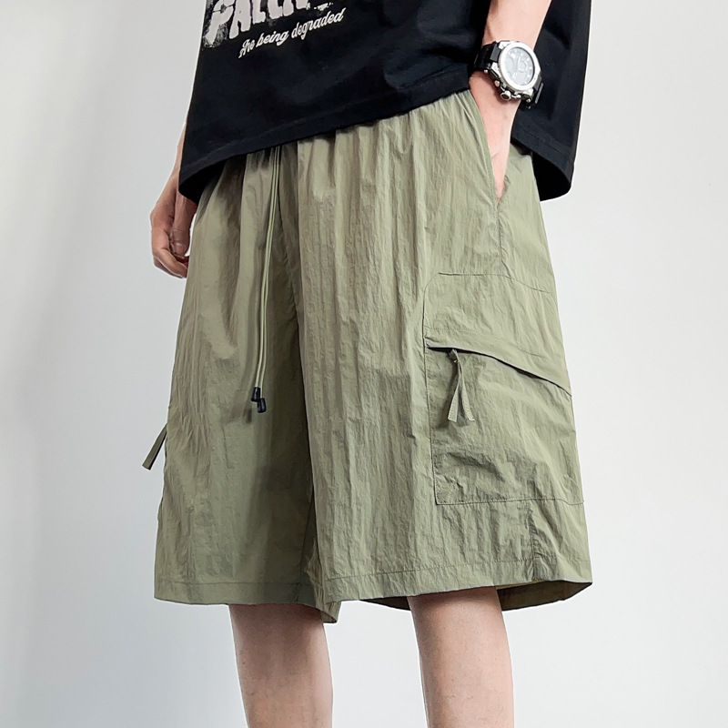 S - 5XL tamaño más grande pantalones de nylon de cinco puntos de hielo seco rápido pantalones cortos de hielo de playa de hombre pantalones casuales delgados pantalones de protección solar hielo