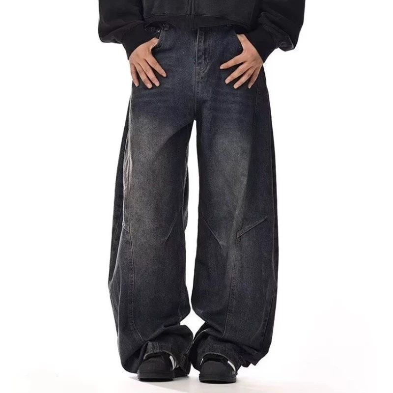 Джинсы прямые свободного кроя для мужчин и женщин, для типа фигуры pear, оверсайз, свободный крой