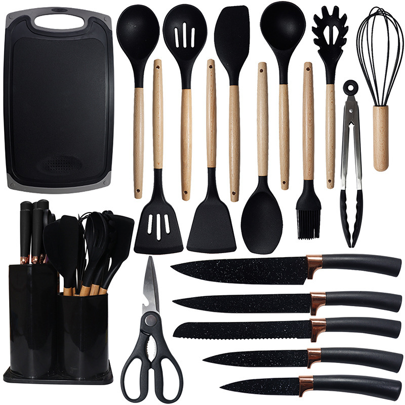 19 conjuntos de silicona antiadherente conjuntos de cuchillos de cocina de silicona doméstica al por mayor
