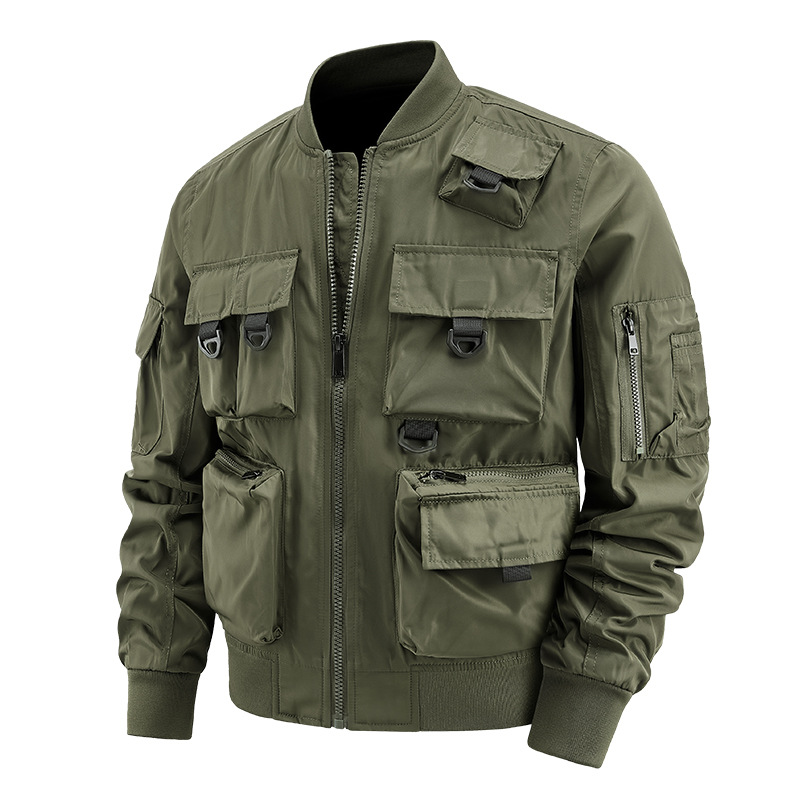 Primavera y otoño hombre de mediana edad camping chaqueta casual función al aire libre chaqueta de bolsillo chaqueta impermeable abrigo de asalto