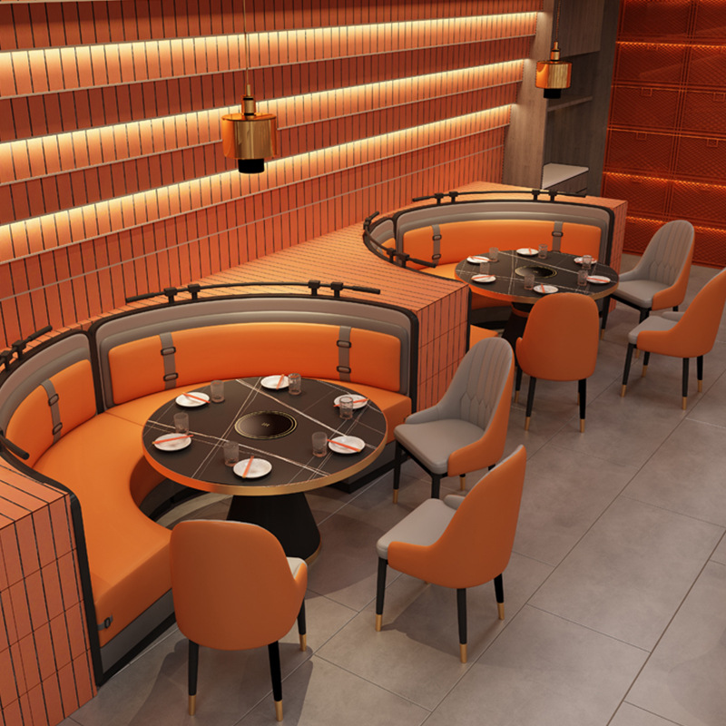 轻奢火锅店烤肉店桌椅组合西餐厅餐饮饭店商用半圆靠墙卡座沙发