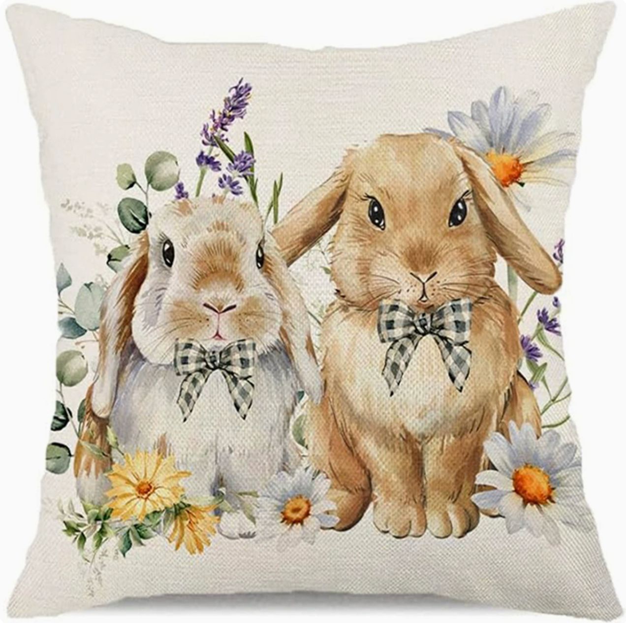 Amazon nuevo huevo de Pascua transfronterizo funda de almohada lino conejo simple funda de almohada cojín de sofá doméstico