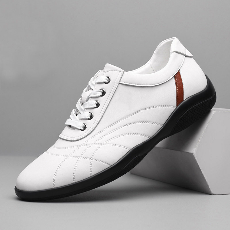 Giày thể thao nam da bò thoáng khí, giày lười đa năng phong cách casual, đế cao 2,5 cm — GX2385 màu trắng, GX2385 màu xám, GX2385 màu đen