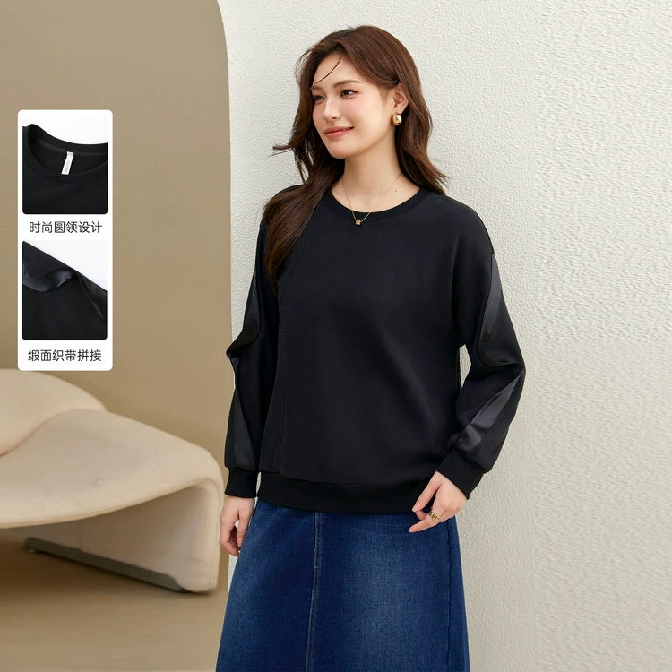 [Угощение шерсти утолщение и теплый дизайн свитер] Сплит-шоу большой размер женской сшитый топ толстый мм зимняя одежда новый