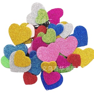 Factory Amazon Sticker Gold Powder Love Patch Peach Heart Sticker Four Handmade Material Sticker Educational Toys