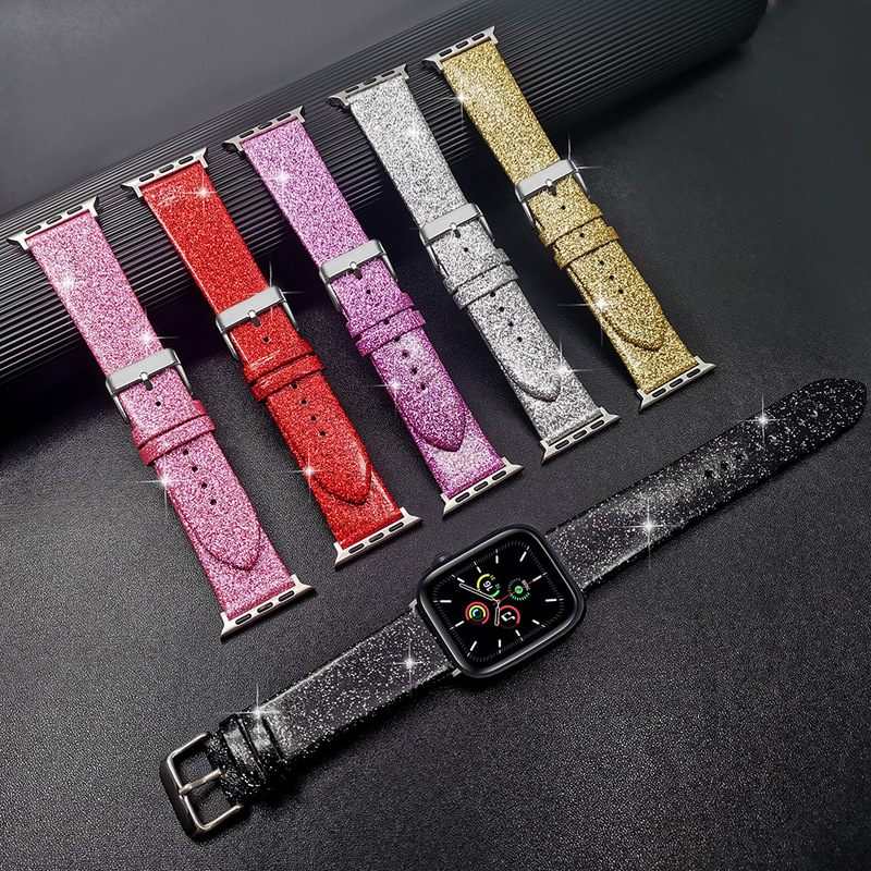 Suitable for Applewatch Strap 1-10 Generations iWatch Apple Single Circle Glitter Couple Watch Glitter Design