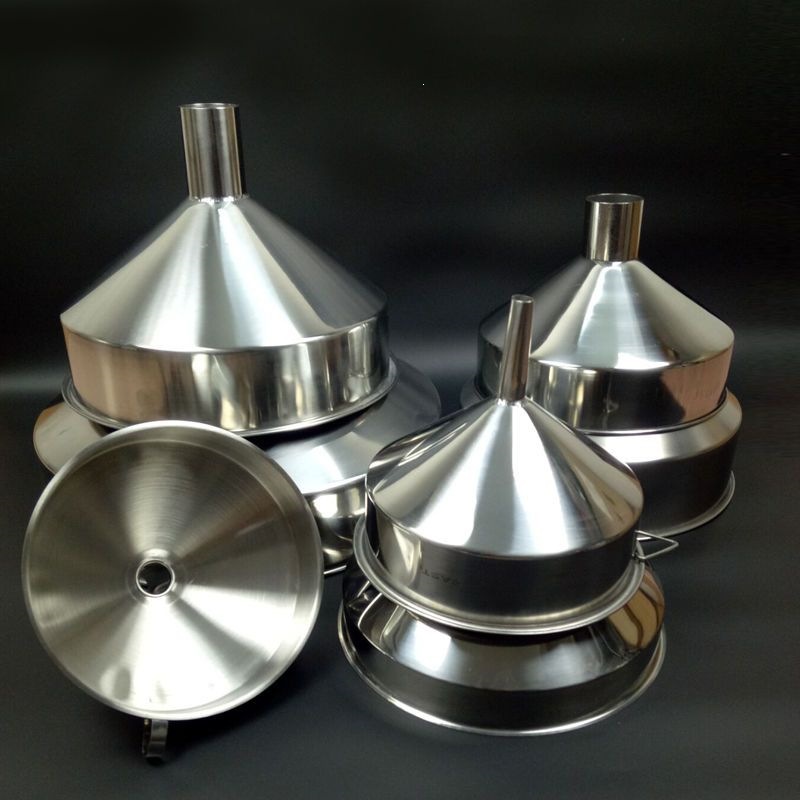 Stainless steel funnel, large diameter, for food and industrial use, large size, for filling oil, pouring liquids, with a filter mesh, for household use