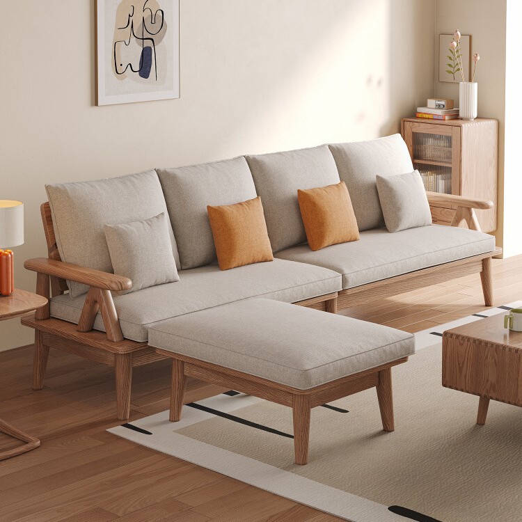 All Solid Wood, All White Wax Wood Sofa, Winter and Summer Dual-Purpose, Large and Small Size, Modern Simple Log Sofa