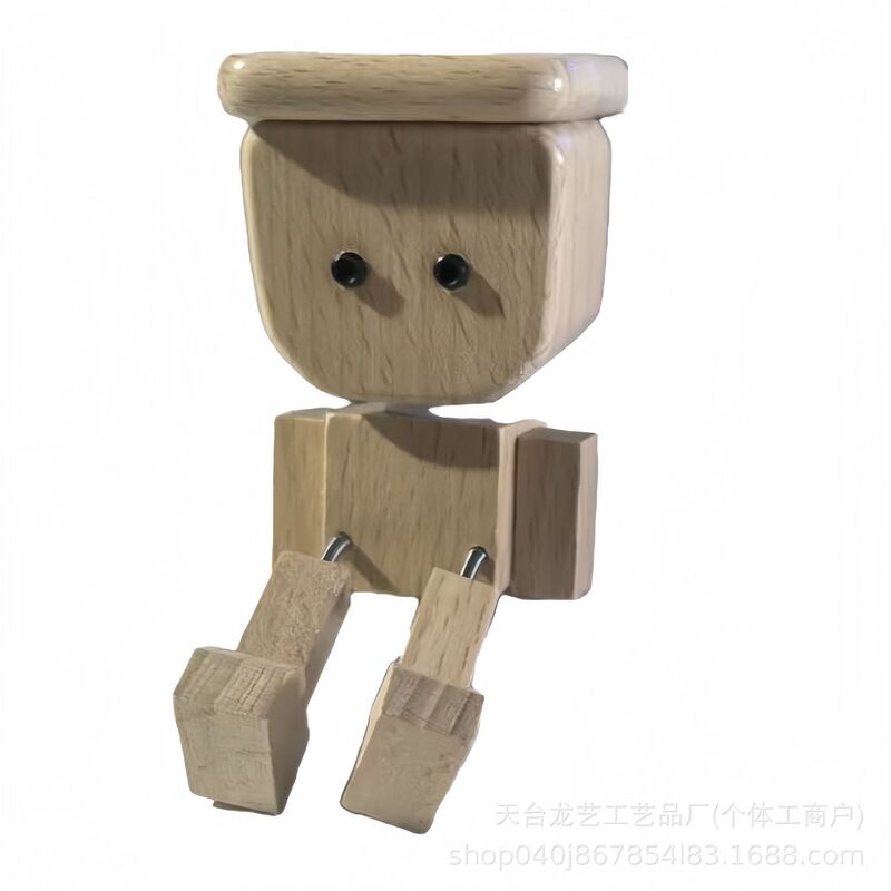 跨境新品 Shaking Wooden Man Figurine汽车装饰手工制作摇脚源头|undefined