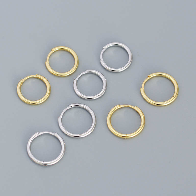 5g Weight Simple Style Circle Silver Earrings Plating 925 Silver Earrings