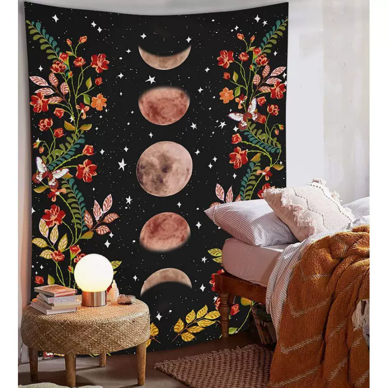 挂毯亚马逊欧美跨境家居波西米亚装饰布曼陀罗挂布月相北欧风