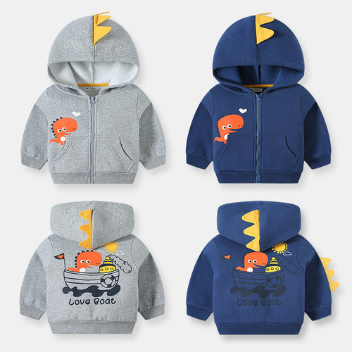 Children's new winter coat, fleece hoodie, unisex, cap sleeve knit sweater, front and back print, one piece drop shipping