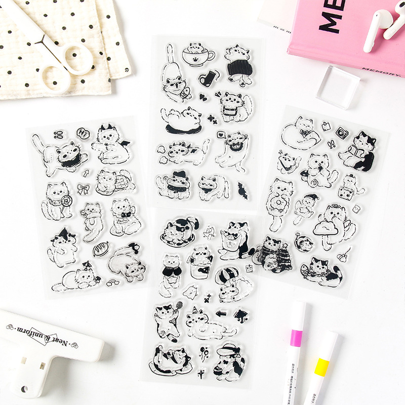You Miao Painting Series Dibujos animados gato transparente sello de silicona bricolaje libro de mano material de decoración sello especial transfronterizo
