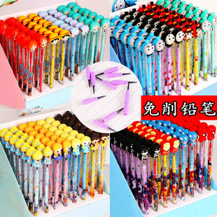 Elementary School student cartoon pencil sharpening-free Princess train silicone head bullet sharpening-free pencil hero children 56 pieces a box