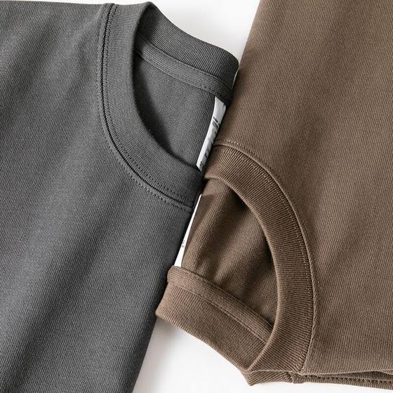 200g Shoulder T-shirt European and American Loose Hip Hop Brand Half Sleeve Street Dance T-shirt Solid Color oversizeT T-shirt for Men and Women