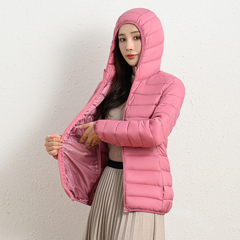 轻薄棉衣女款小棉袄短款2025新款秋冬百搭连帽超轻薄羽绒棉服外套