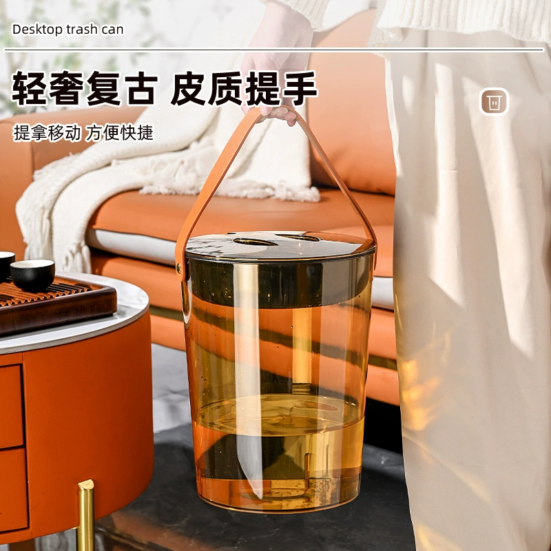 Tea bucket Office large-capacity dry and wet separation household under-table round portable transparent tea dregs bucket with filter