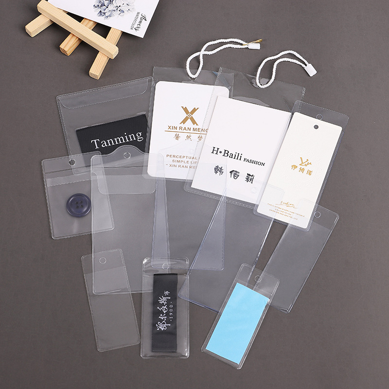 PVC吊牌袋现货服装备用扣包装透明标签袋塑料标识卡套唛头领标袋