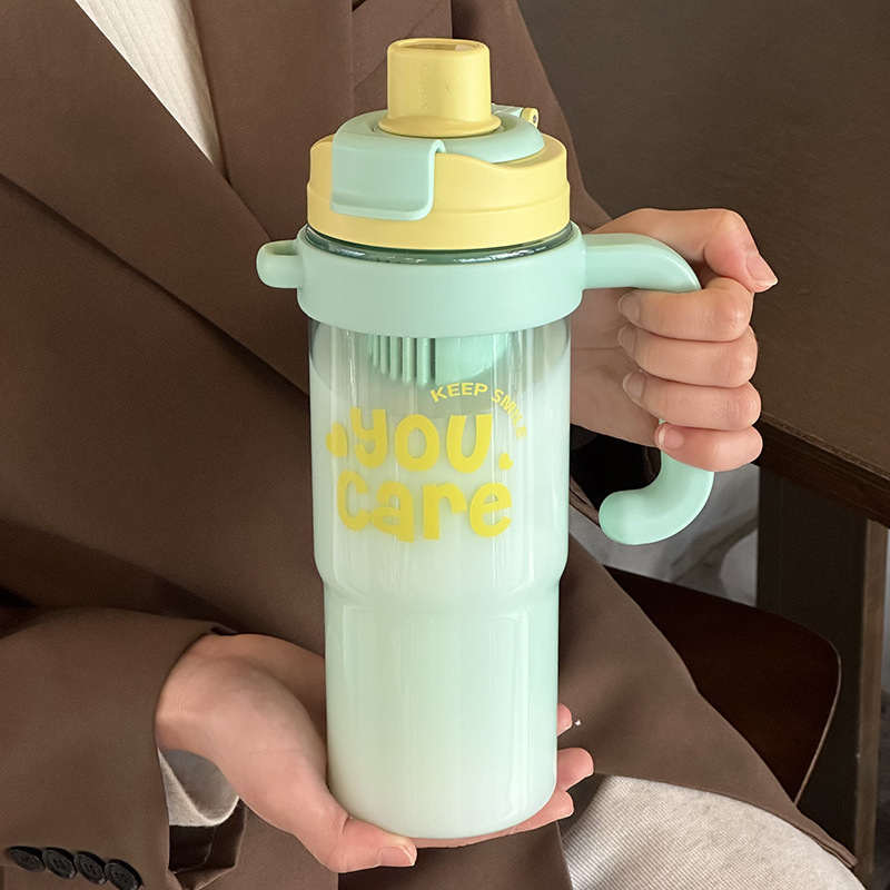 新款双饮手柄冰霸塑料杯高颜值茶水分离泡茶杯吸管水杯杯子批发|undefined