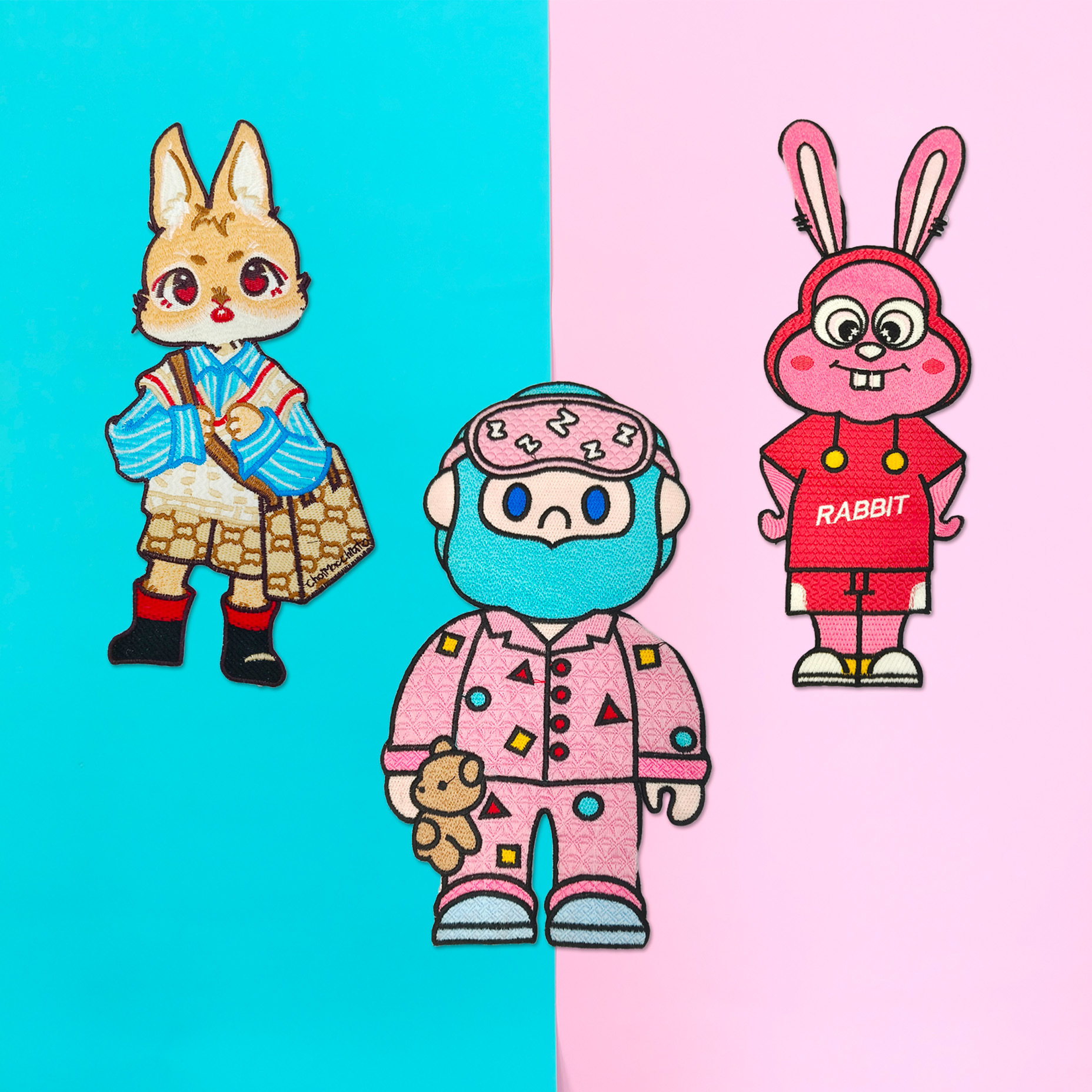 时尚卡通电脑绣花人物服装辅料批发大号补丁贴水溶刺绣布贴补丁