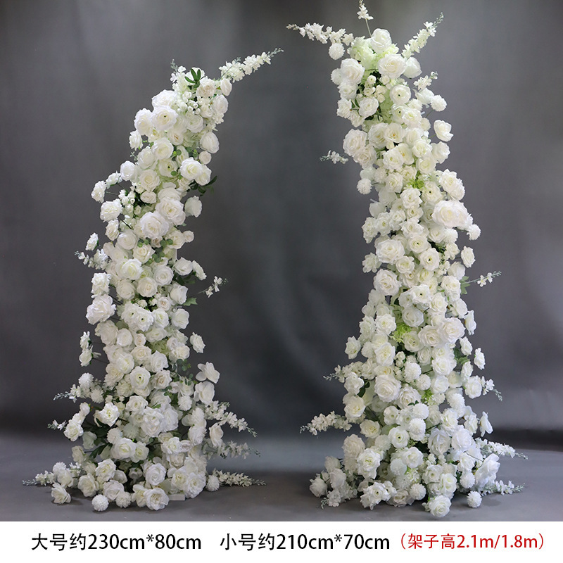 婚庆牛角门白绿仿真花艺跨境拱门排花婚礼装饰花排订婚宴橱窗绢花|undefined