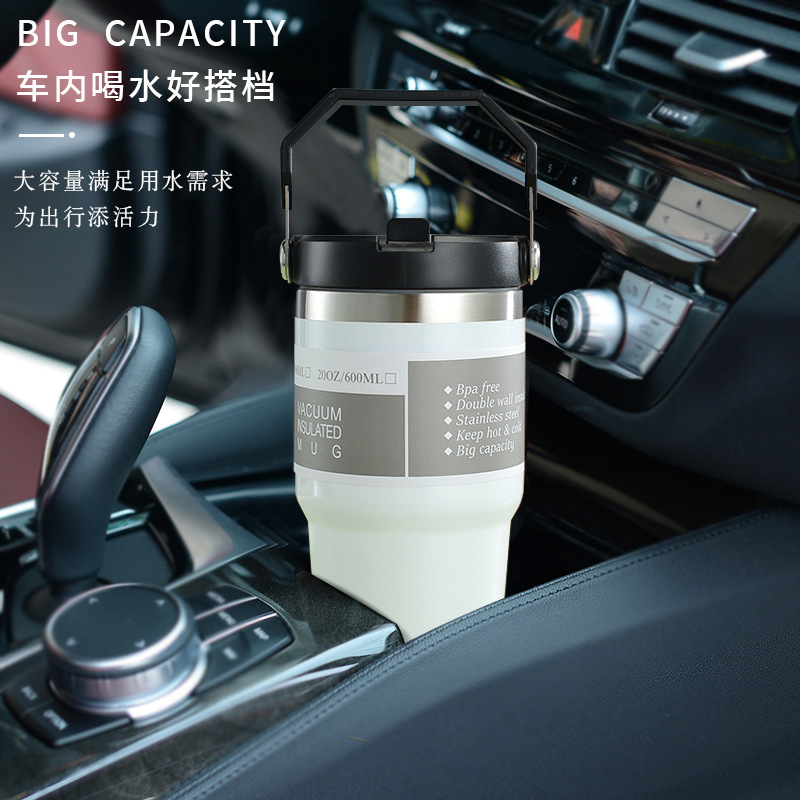 Taza termo de acero inoxidable de gran capacidad y alto valor Taza portátil portátil Ice Ba Taza deportiva para coche al aire libre