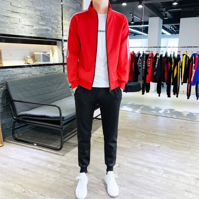 Conjunto deportivo para hombre, para primavera y otoño, conjunto informal de dos piezas para correr, chaqueta juvenil moderna, traje de exportación, compra en grupo, estampado.