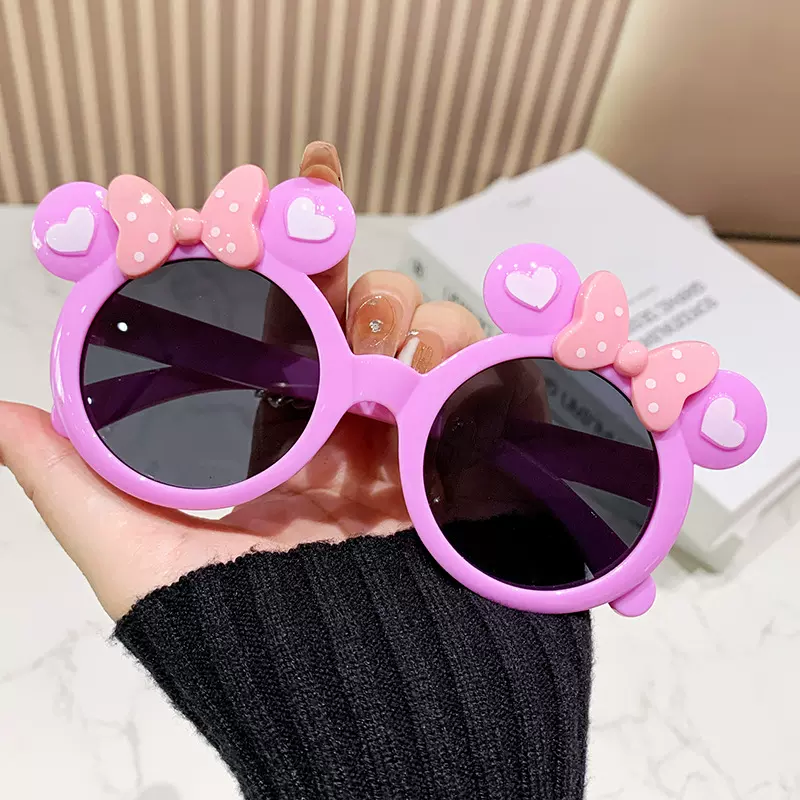 儿童蝴蝶结米奇太阳眼镜女孩卡通墨镜可爱超萌女童宝宝米妮遮阳镜