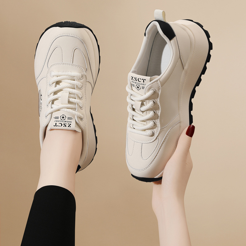 Chaussures blanches en cuir véritable, ballerines pour femme printemps-automne, chaussures de plage tendance, semelle souple en mesh, chaussures de sport et de loisirs légères_voghion.com