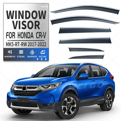 Window Rain Visor, Rain shield - standard-packaging-without-logo-honda-crv-6pcs-mk5-rt-rw-2017-2022-pc-rain-shield-with-bright-strips