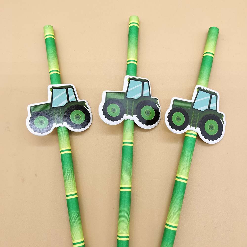 Internet celebridad paja té verde bambú verde Tarjeta de papel paja desechable postre degradable fiesta leche té paja