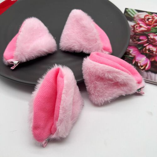 Cute and Adorable Cat Ears Hair Clip in Fluffy Felt, Playful and Cute Cat Shaped Headband for Kids, Girly Heart Decor, Duck Bill Clip