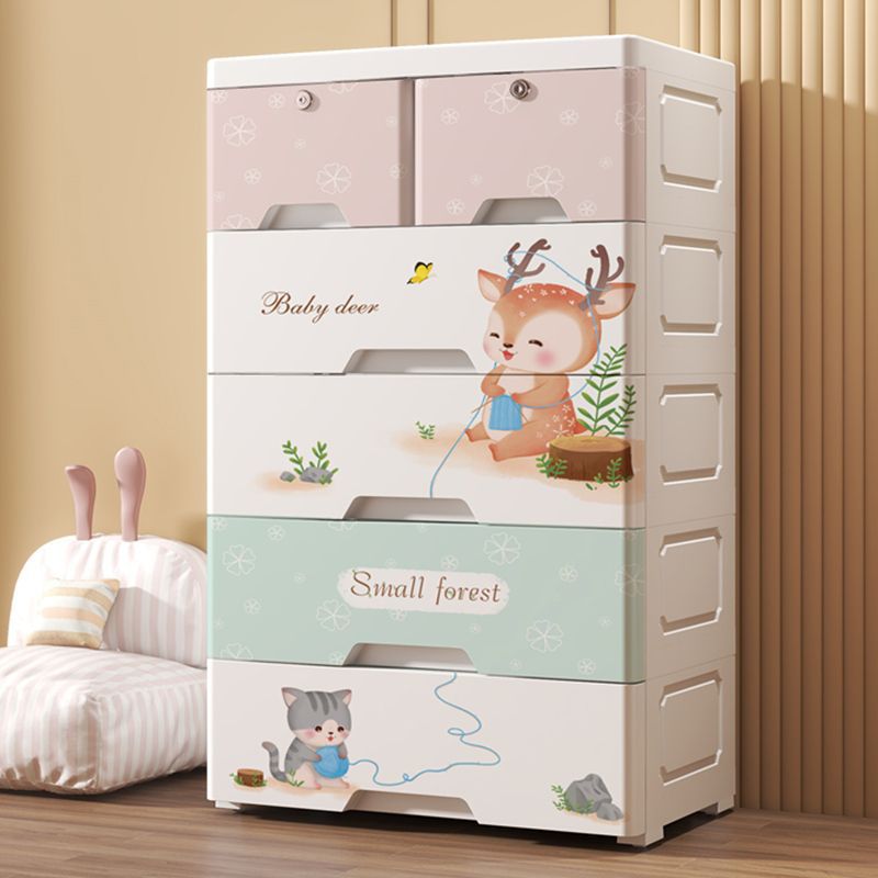 Gabinete de almacenamiento tipo cajón de plástico grueso, armario para bebés, caja para niños, juguetes multicapa, armario de almacenamiento de cinco cubos