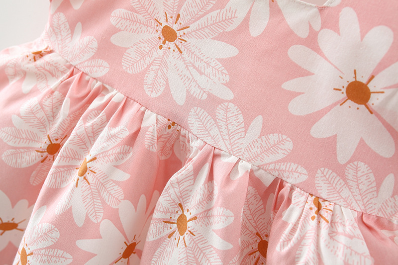 Cotton Fabric Type Pastoral Flower Chrysanthemum Cotton Girls Dresses