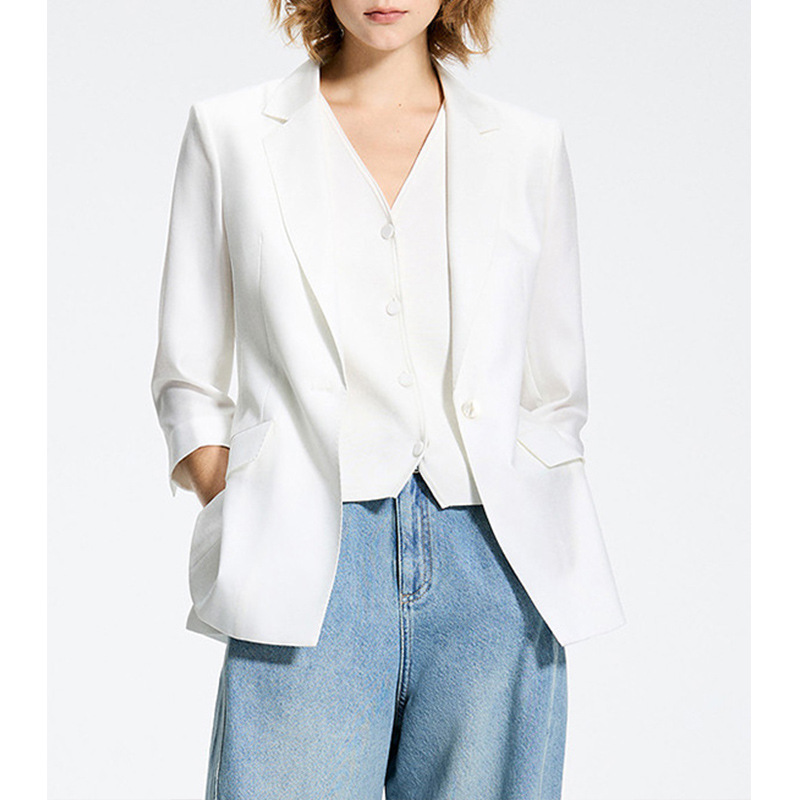 【Lao*Dingduan】French-Style Elegant Professional Blazer 2026 Simple Commuter Style Summer New Women's Fashion