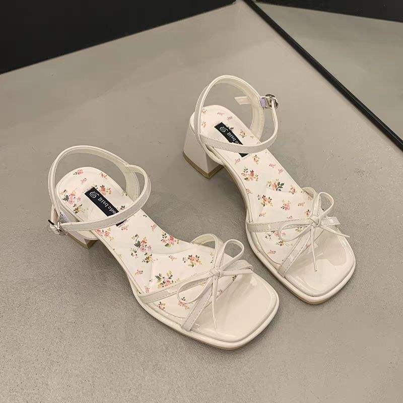 Women's Sandals to Match Dresses, 2025 New High-Heeled Shoes, Trendy Versatile Chunky Heel Single-Strap Beach Roman Sandals