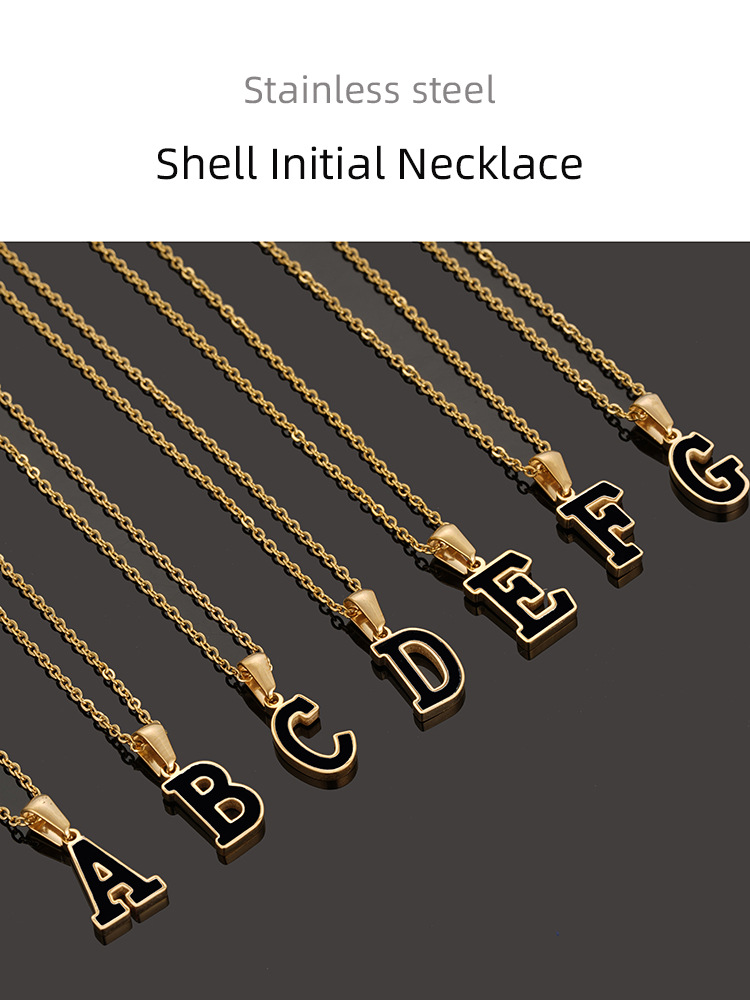 Simple Style Letter Stainless Steel Pendant Necklace Gold Plated Stainless Steel Necklaces display picture 1